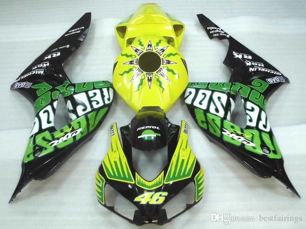 oem injection molding fairings for honda cbr1000rr 2006 2007 black yellow green fairing kit cbr 1000 rr 06 07 wd38
